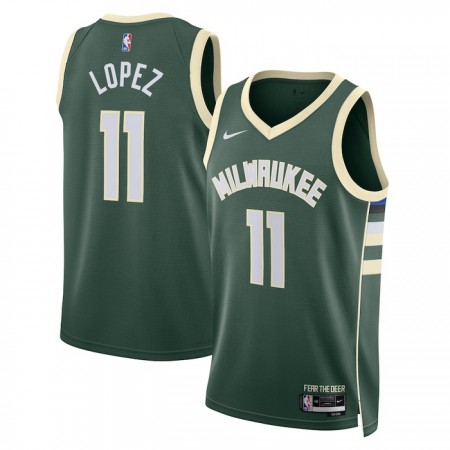 Camiseta Hombre NBA Milwaukee Bucks Brook Lopez 11 2022-23 Nike Icon Edition Verde Swingman